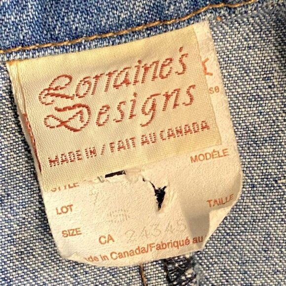 Vintage Lorraine’s Designs 80s 90s Oversized Bedazzled Denim Jean Jacket S - Picture 3 of 11